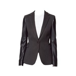 Zara Blazer With Faux Leather Sleeves